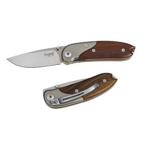 Navaja italiana LIONSTEEL 8200 ST mini con clip con hoja de acero AISI D2 de 6 cm y empuñadura de madera de palosanto