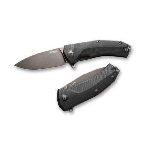 Navaja italiana LIONSTEEL KUR BBK con hoja de acero Sleipner con PVD negro de 8,7 cm y empuñadura de G10 negro