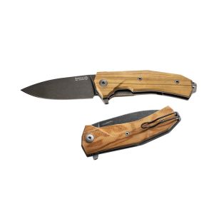 Navaja italiana LIONSTEEL KUR BUL con hoja de acero Sleipner con PVD marrón de 8,7 cm y empuñadura de madera de olivo