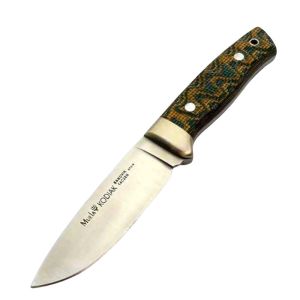 Muela Cuchillo de Caza KODIAK KODIAK-G/K con hoja de acero inoxidable Sandvik 14c28n de 10 cm y empuñadura de micarta canvas verde de 11 cm