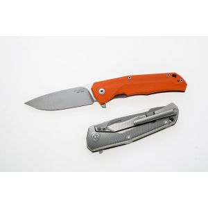 Navaja italiana LIONSTEEL TRE GOR con hoja de acero M390 de 7,4 cm y empuñadura de G10 naranja