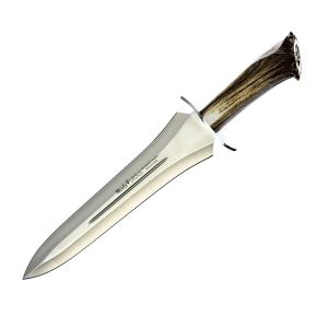 Muela Cuchillo URSUS-25S hoja de acero MoVa de 25 cm y empuñadura de roseta de ciervo.